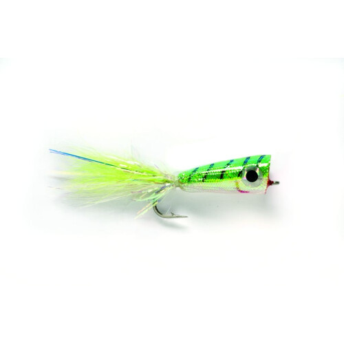 Popper Mylar Chartreuse & White #2/0
